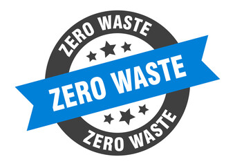 zero waste sign. round ribbon sticker. isolated tag