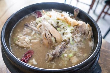 Samgyetang, or Traditional Korean Ginseng Chicken Soup.