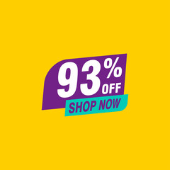 93 discount, Sales Vector badges for Labels, , Stickers, Banners, Tags, Web Stickers, New offer. Discount origami sign banner