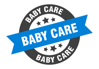 baby care sign. round ribbon sticker. isolated tag