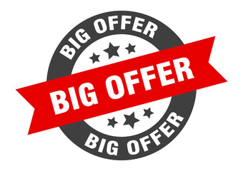 big offer sign. round ribbon sticker. isolated tag