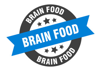 brain food sign. round ribbon sticker. isolated tag