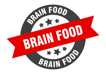 brain food sign. round ribbon sticker. isolated tag