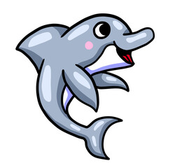Adorable Stylized Happy Funny Dolphin
