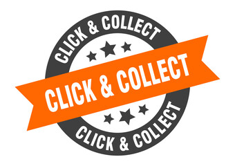 Fototapeta premium click & collect sign. round ribbon sticker. isolated tag
