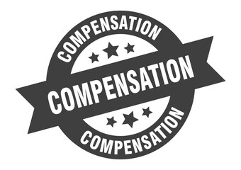 compensation sign. round ribbon sticker. isolated tag