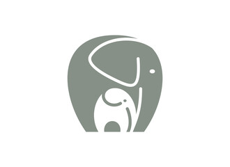 elephant logo with baby in negative space
