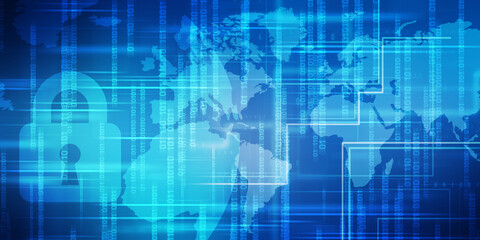 2d illustration Safety concept: Closed Padlock on digital background
