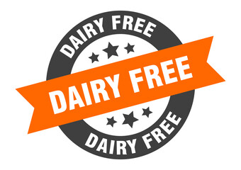 Fototapeta premium dairy free sign. round ribbon sticker. isolated tag