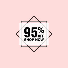 95 discount, Sales Vector badges for Labels, , Stickers, Banners, Tags, Web Stickers, New offer. Discount origami sign banner