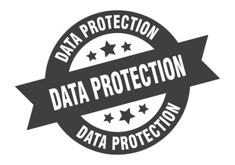 data protection sign. round ribbon sticker. isolated tag