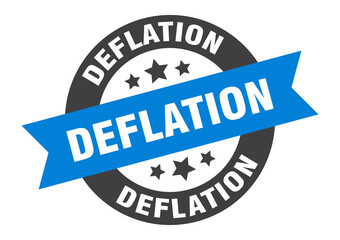 deflation sign. round ribbon sticker. isolated tag