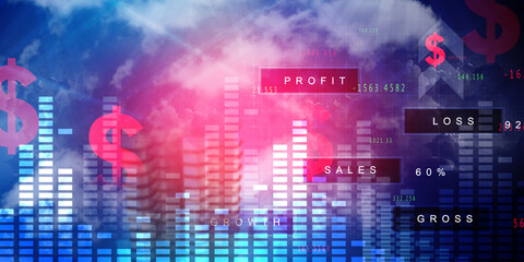 2d rendering Stock market online business concept. business Graph 