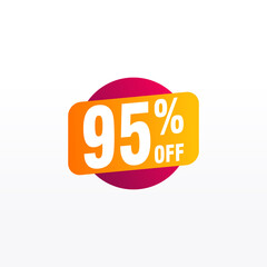95 discount, Sales Vector badges for Labels, , Stickers, Banners, Tags, Web Stickers, New offer. Discount origami sign banner