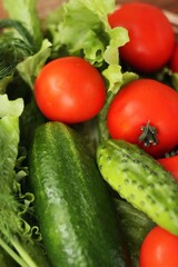 Cucumbers tomatoes and dill for salad macro 