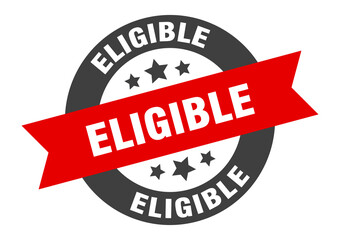 eligible sign. round ribbon sticker. isolated tag