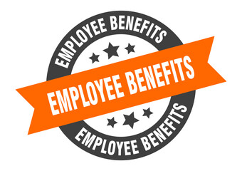 Obraz premium employee benefits sign. round ribbon sticker. isolated tag