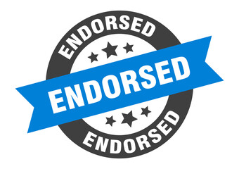 endorsed sign. round ribbon sticker. isolated tag