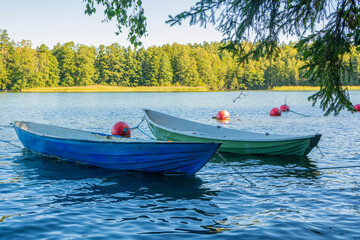 Rowing boats on The Lake Vittrask, Kirkkonummi, Finland