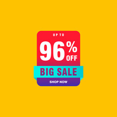 96 discount, Sales Vector badges for Labels, , Stickers, Banners, Tags, Web Stickers, New offer. Discount origami sign banner