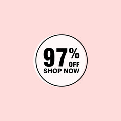 97 discount, Sales Vector badges for Labels, , Stickers, Banners, Tags, Web Stickers, New offer. Discount origami sign banner