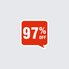 97 discount, Sales Vector badges for Labels, , Stickers, Banners, Tags, Web Stickers, New offer. Discount origami sign banner