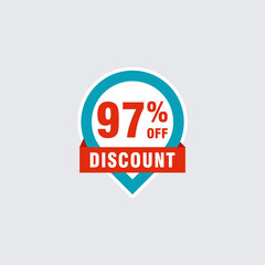 97 discount, Sales Vector badges for Labels, , Stickers, Banners, Tags, Web Stickers, New offer. Discount origami sign banner