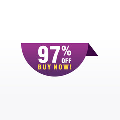 97 discount, Sales Vector badges for Labels, , Stickers, Banners, Tags, Web Stickers, New offer. Discount origami sign banner