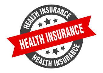 health insurance sign. round ribbon sticker. isolated tag