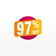 97 discount, Sales Vector badges for Labels, , Stickers, Banners, Tags, Web Stickers, New offer. Discount origami sign banner