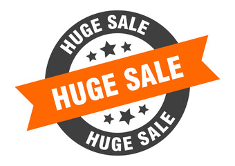 huge sale sign. round ribbon sticker. isolated tag