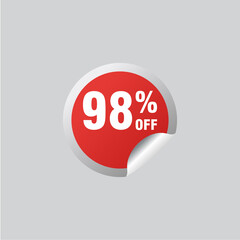 98 discount, Sales Vector badges for Labels, , Stickers, Banners, Tags, Web Stickers, New offer. Discount origami sign banner