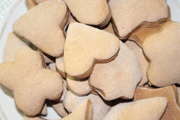 Delicious cookies are on a plate. The hostess baked it at home.