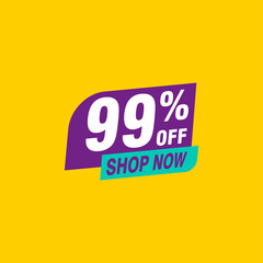 99 discount, Sales Vector badges for Labels, , Stickers, Banners, Tags, Web Stickers, New offer. Discount origami sign banner