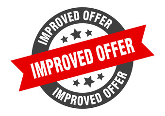 improved offer sign. round ribbon sticker. isolated tag
