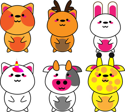 Vector illustration of kawaii obese animal