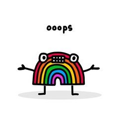 Oops hand drawn vector illustration in cartoon doodle stye rainbow upset expressive