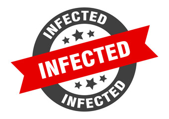 infected sign. round ribbon sticker. isolated tag