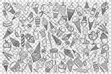 Fototapeta premium Ice cream doodle set