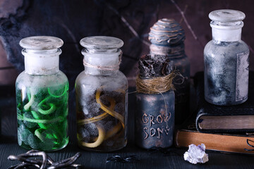 witch apothecary jars magic potions halloween decoration