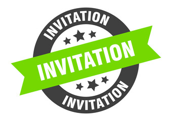 invitation sign. round ribbon sticker. isolated tag