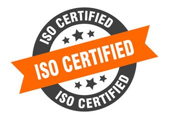 iso certified sign. round ribbon sticker. isolated tag