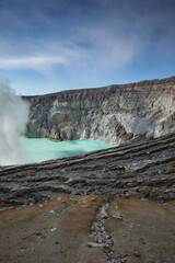 Ijen Crater or Kawah Ijen is a volcanic tourism attraction in Indonesia with beautiful landscape