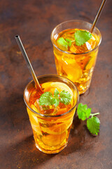 ice tea with lemon and mint