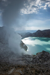 Ijen Crater or Kawah Ijen is a volcanic tourism attraction in Indonesia with beautiful landscape