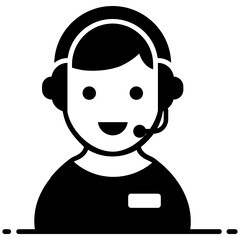 
Man wearing headphones, dispatcher icon in modern style 
