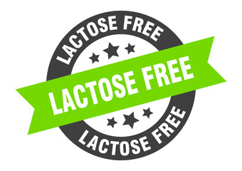 lactose free sign. round ribbon sticker. isolated tag