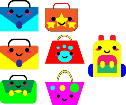 Handbag vector illustration design with different colors