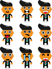 Vector illustration of cute businessman in black shirt design