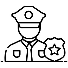 
Police officer icon, man wearing police attire in style 
